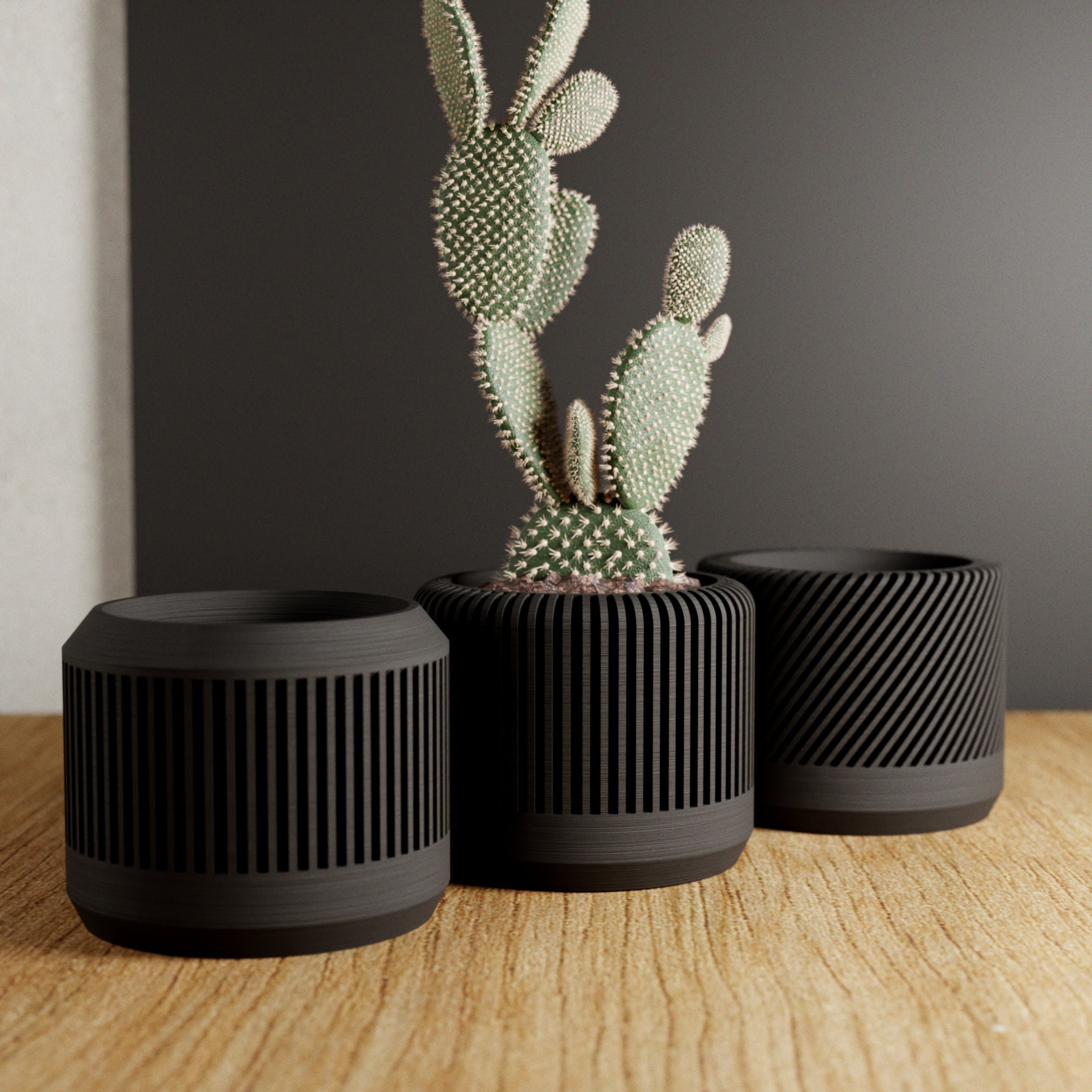 【最終値下4日】Supreme Mini Planters (Set of 3) Black Planter SET of 3 With Drainage Holes and Drip Trays, 3D