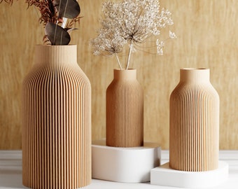 Wood Vase "BOTTLE" - Sleek Design - Original and Striking Decor - Perfect for Gifting | Natural Neutral Wood Color