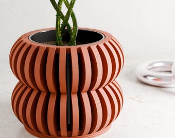 Orchid Planter: Double Bubbles Pot with Drainage and Saucer