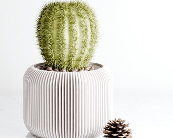 Maceta blanca interior, jardinera impresa en 3D, jardinera de decoración del hogar con bandeja de goteo de platillo, jardinera de 3 4 5 6 pulgadas con drenaje, regalo perfecto