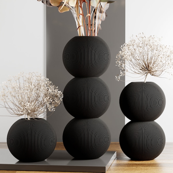 LARGE Matte Black "BUBBLE" Vase - Waterproof 3D Vase - Unique and Fun Decor - Great for Gifts