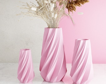 Blush Pink Vase "TIMBER" - Recycled Wood- Original and Exceptional Décor - Ideal for Gifting | LARGE Sizes Available | Modern Design