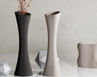 Vase en spirale avec une rose imprimé en 3D, moderne et minimaliste pour des fleurs fraîches et séchées, imperméable, beau et unique