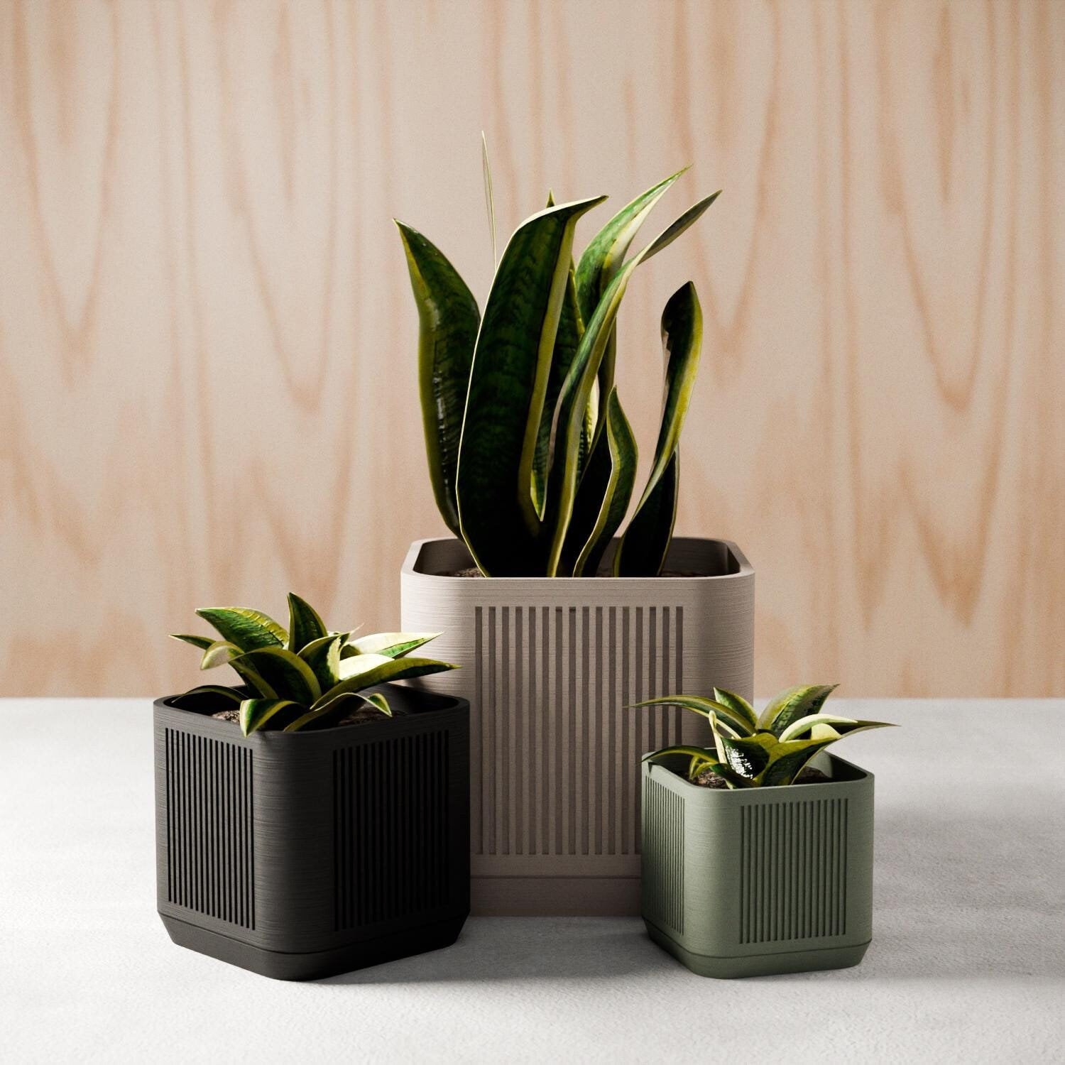 SQUARE Planter Set With Drainage and Saucer, 9 Colors, Unique