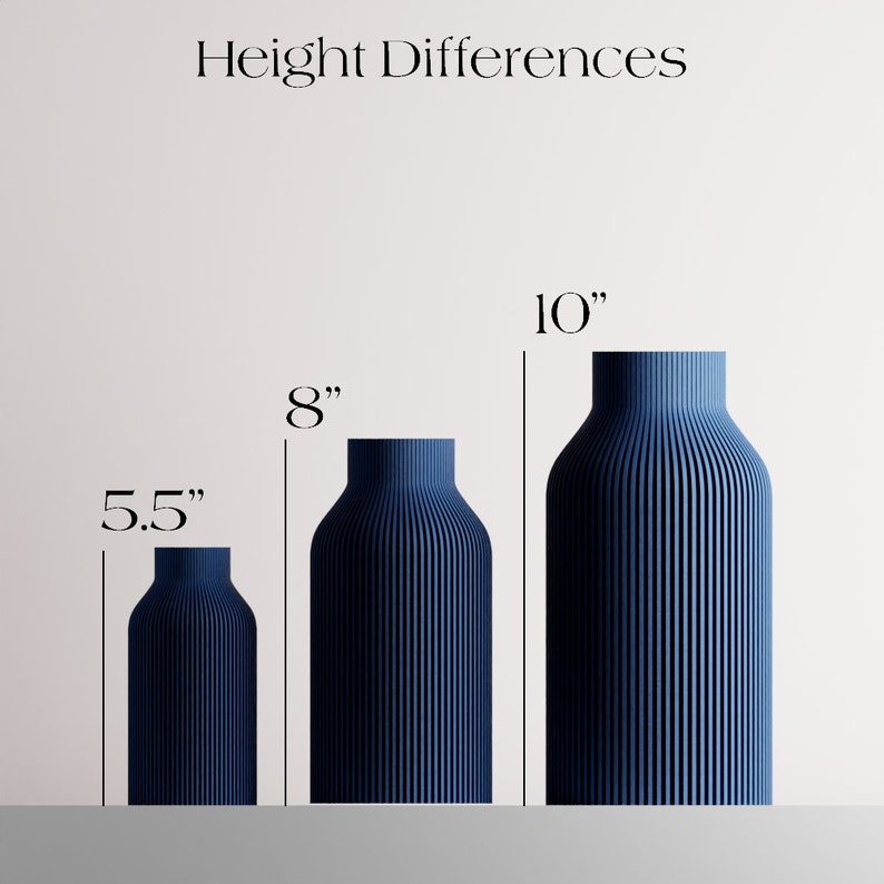 NAVY BLUE Vase BOTTLE Sleek Design Original and Striking Decor Perfect for Gifting Textured image 4