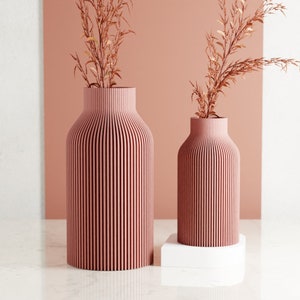 Unique Textured Vase BOTTLE Modern & Minimalist 3D Printed Vase for Fresh or Dried Flowers and Decor Gift for Home Modernized Pottery Terracotta