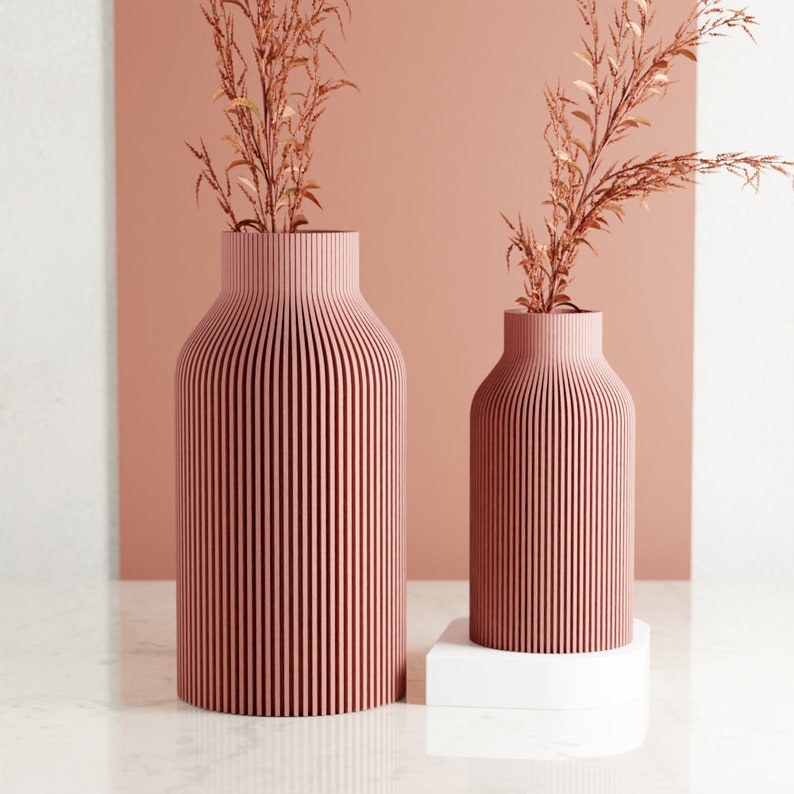 Unique Textured Vase BOTTLE Modern & Minimalist 3D Printed Vase for Fresh or Dried Flowers and Decor Gift for Home Modernized Pottery Terracotta