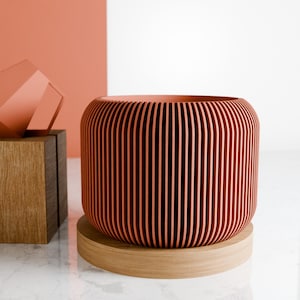 Maceta de terracota para interiores, impresa en 3D, con bandeja de goteo para platillo, de 8,5 x 10,16 cm y drenaje, ideal como regalo.