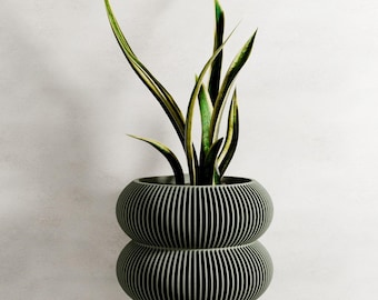 Hanging DOUBLE BUBBLE Wall Planter, Ribbed Design With Drainage and Drip Tray, 4,6,8 Inches, Green Black Navy Pink White LARGE Plant Pot