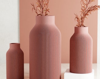 TERRACOTTA Vase "BOTTLE" - Sleek Design - Original and Striking Decor - Perfect for Gifting | Textured