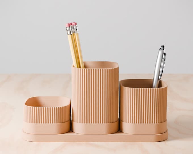 Minimalist 3-Piece Desk Organizer Set: Modern Home & Office Decor