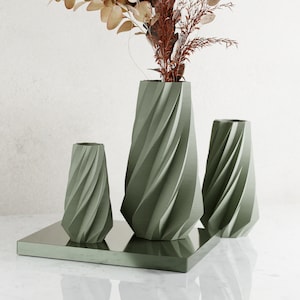 Sage GREEN Vase &quot;TIMBER&quot; - Recycled Wood- Original and Exceptional Décor - Ideal for Gifting | LARGE Vase | Modern Design