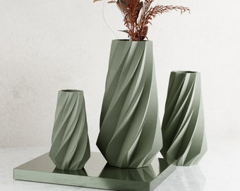 Sage GREEN Vase TIMBER - Recycled Wood- Original and Exceptional Décor - Ideal for Gifting | LARGE Vase
