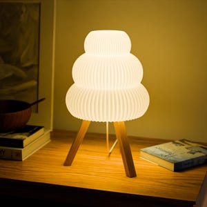 Wood Lamp "CLOUD" Handmade Gift for Small Cozy Home Decor Table Lamp Light