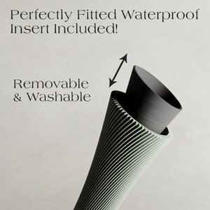 May include: A close-up of a green and black vase with a removable and washable insert. The text "Perfectly Fitted Waterproof Insert Included!" and "Removable & Washable" is visible in the image.