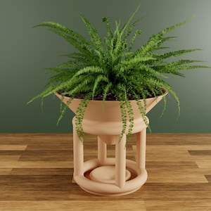 The FUNNEL Planter with Stand and Water Catch for Indoor House Plants - Modern - Original and Innovative Decor - Perfect for Gifting