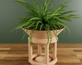 The FUNNEL Planter with Stand and Water Catch for Indoor House Plants - Modern - Original and Innovative Decor - Perfect for Gifting