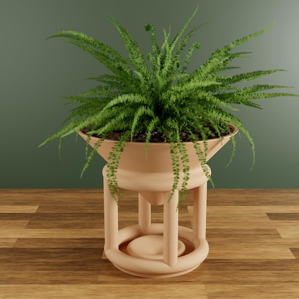 The FUNNEL Planter with Stand and Water Catch for Indoor House Plants - Modern - Original and Innovative Decor - Perfect for Gifting