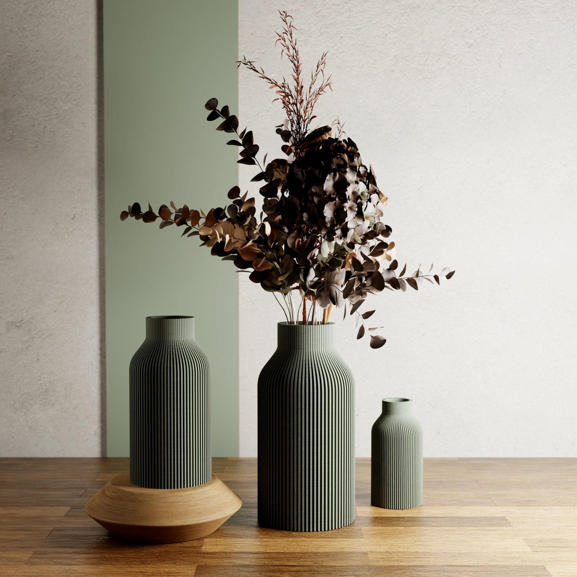 GREEN Vase "BOTTLE" - Sleek Design - Original and Striking Decor - Perfect for Gifting