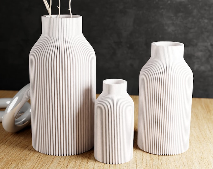 Pure White Vase "BOTTLE" - Sleek Design - Original and Striking Decor - Perfect for Gifting