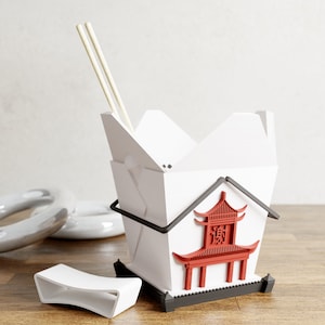 Indoor Planter Chinese Takeout Box Pot SET with Free Chopsticks, For Houseplants and Decor, Comes with Accessories, Drainage, and Drip Tray zdjęcie 5