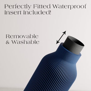 NAVY BLUE Vase BOTTLE Sleek Design Original and Striking Decor Perfect for Gifting Textured image 2