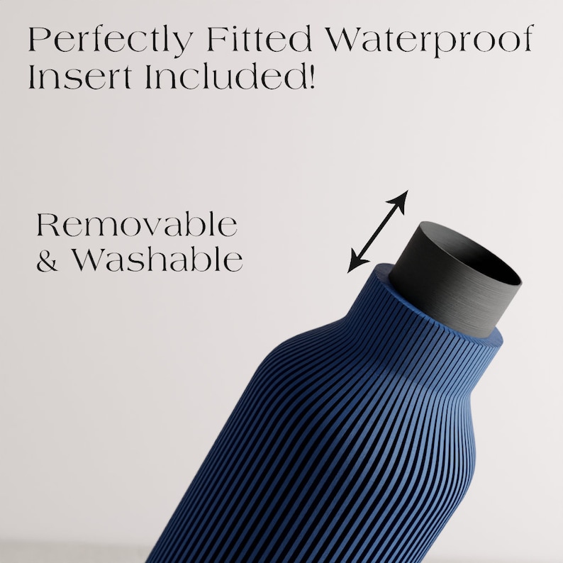 NAVY BLUE Vase BOTTLE Sleek Design Original and Striking Decor Perfect for Gifting Textured image 2