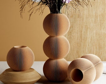 WOOD "BUBBLE" Vase - Modern and Minimalist Design - Waterproof 3D Printed Vase - Sustainably Made in the US | 40% Wood Fibers | Housewarming