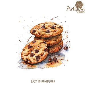 11 Watercolor Chocolate Cookies Clip Art Printable Cookies Jpgs High ...