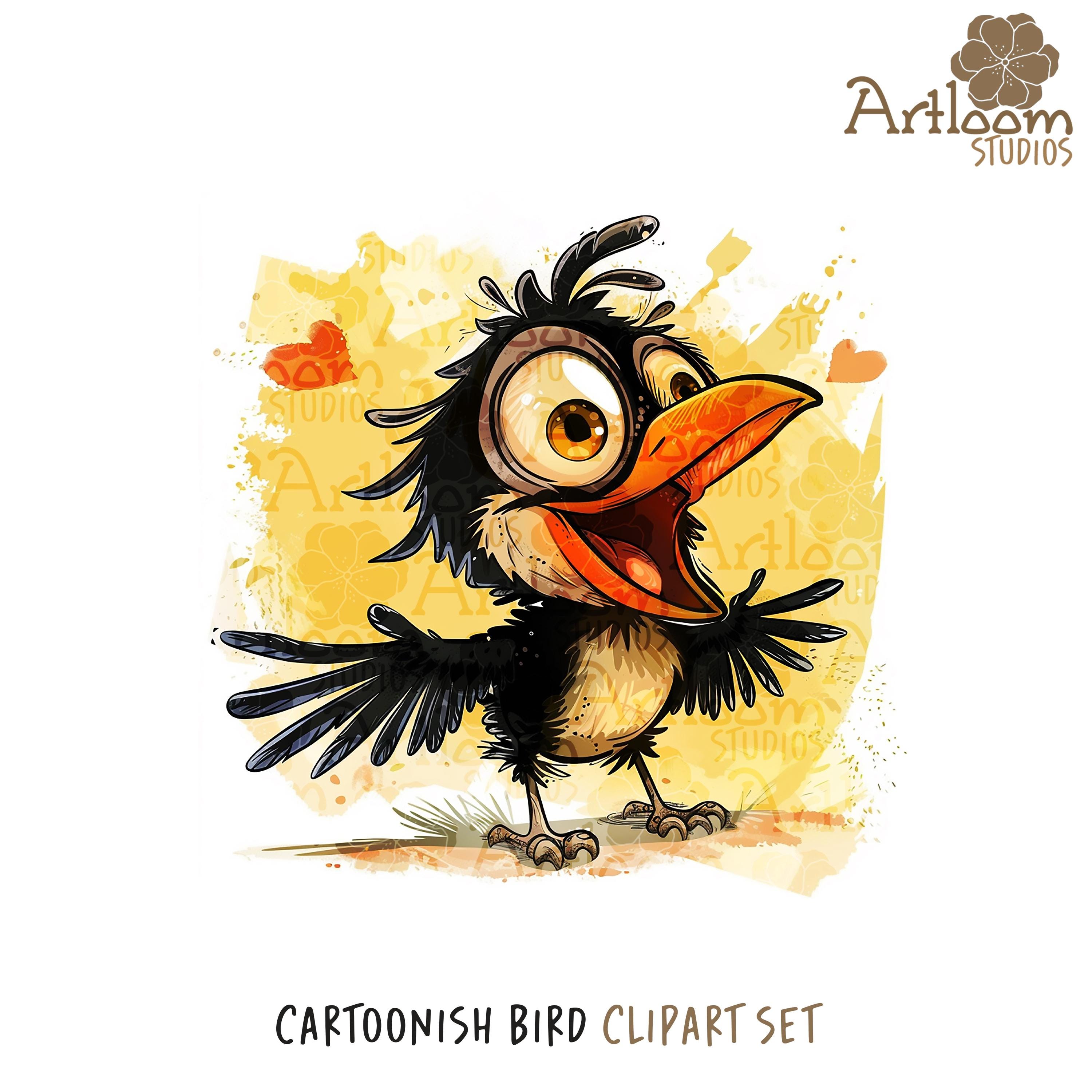 11 Cartoonish Bird Clip Art Printable Watercolor Cartoon Birds Images ...