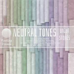 Neutral Tones Digital Paper, Uncut Stones Abstract Nature Seamless Patterns, Digital Download, Scrapbooking, Collage Art Paper