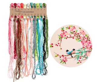 Chinese Embroidery kit- Bird blossom DIY embroidery kit for beginners With Embroidery Threads Needles hoop modern hand Embroidery craft kits