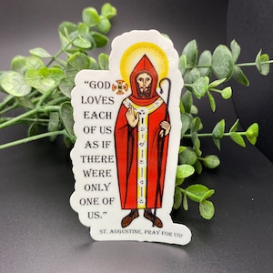 St. Augustine Vinyl Sticker | Catholic Saint Sticker | Faith Decal for Laptop, Journal, or Water Bottle