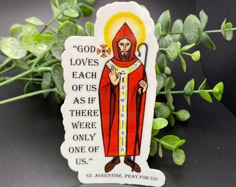 St. Augustine Vinyl Sticker | Catholic Saint Sticker | Faith Decal for Laptop, Journal, or Water Bottle