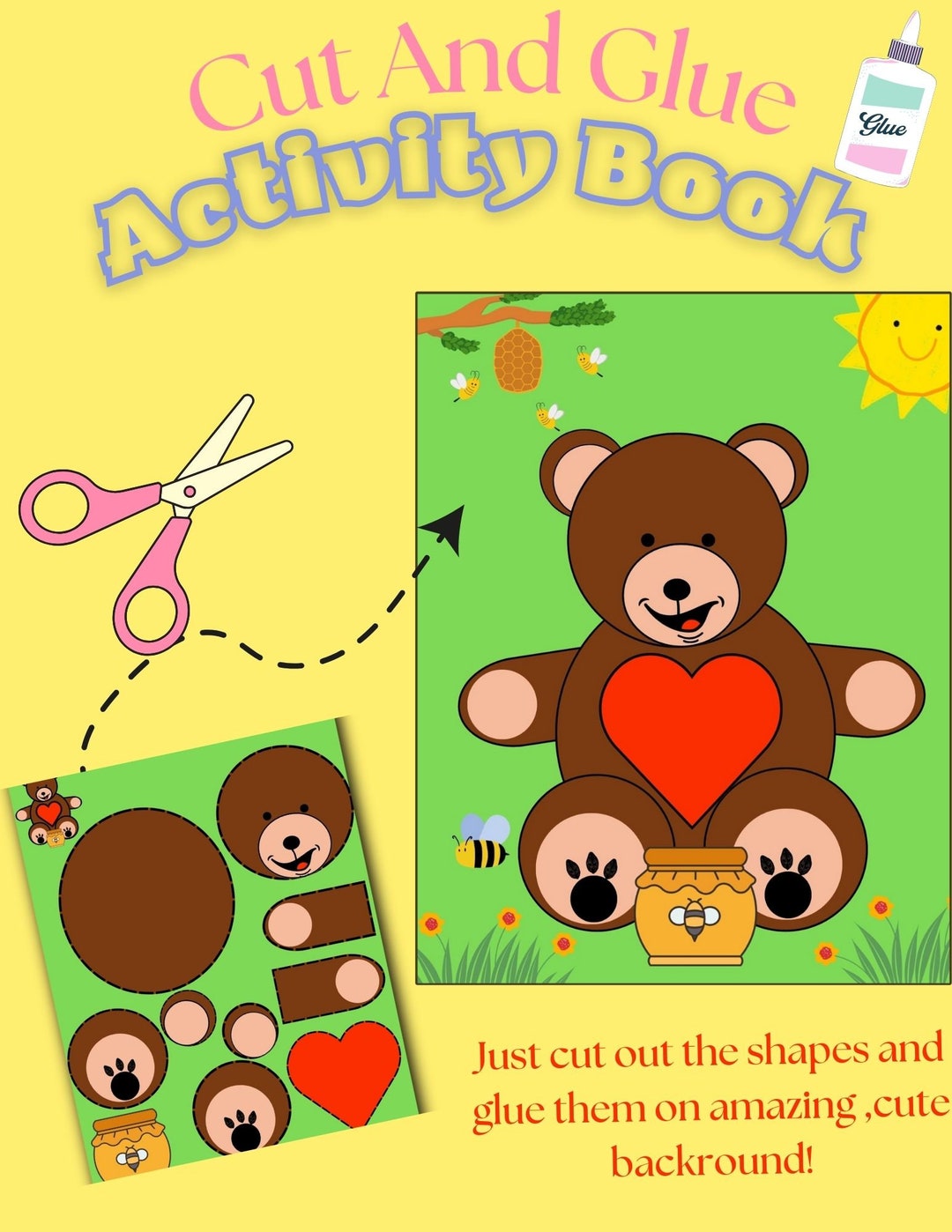 Cut and Glue Cut and Paste Preschool Printables Cutting - Etsy