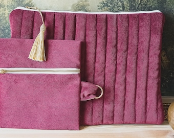 Quilted Macbook Sleeve & Pouch, Customised Laptop Sleeve, Corduroy iPad Sleeve, Notebook Bag, Laptop Case, Zip Laptop Bag, Gift for her