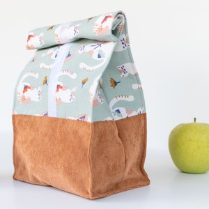Sac à lunch réutilisable - Sac à lunch pour les amoureux des chats, sac en toile sandwich, boîte à lunch, sac à pain, cadeau d’enseignant, sac à collation coloré, sac d’articles de toilette