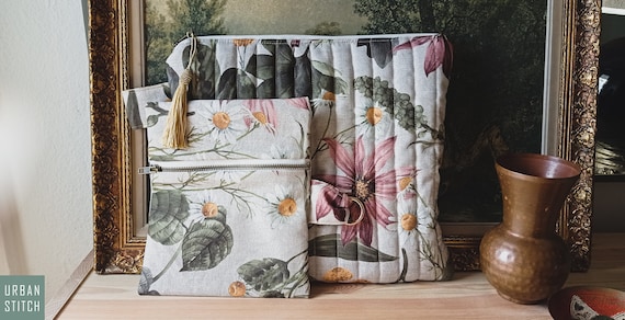 Macbook Sleeve & Pouch, Quilted Laptop Case, Padded iPad Pouch, Floral iPad Sleeve, Canvas iPad Bag, Laptop Case, Laptop Bag, Gift for her