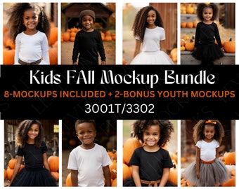Fall Africanamerican mockup bundle | Kids mockups bundle | Kids tshirt bundle | Children bundle mock | Africanamerican kids | Halloween mock