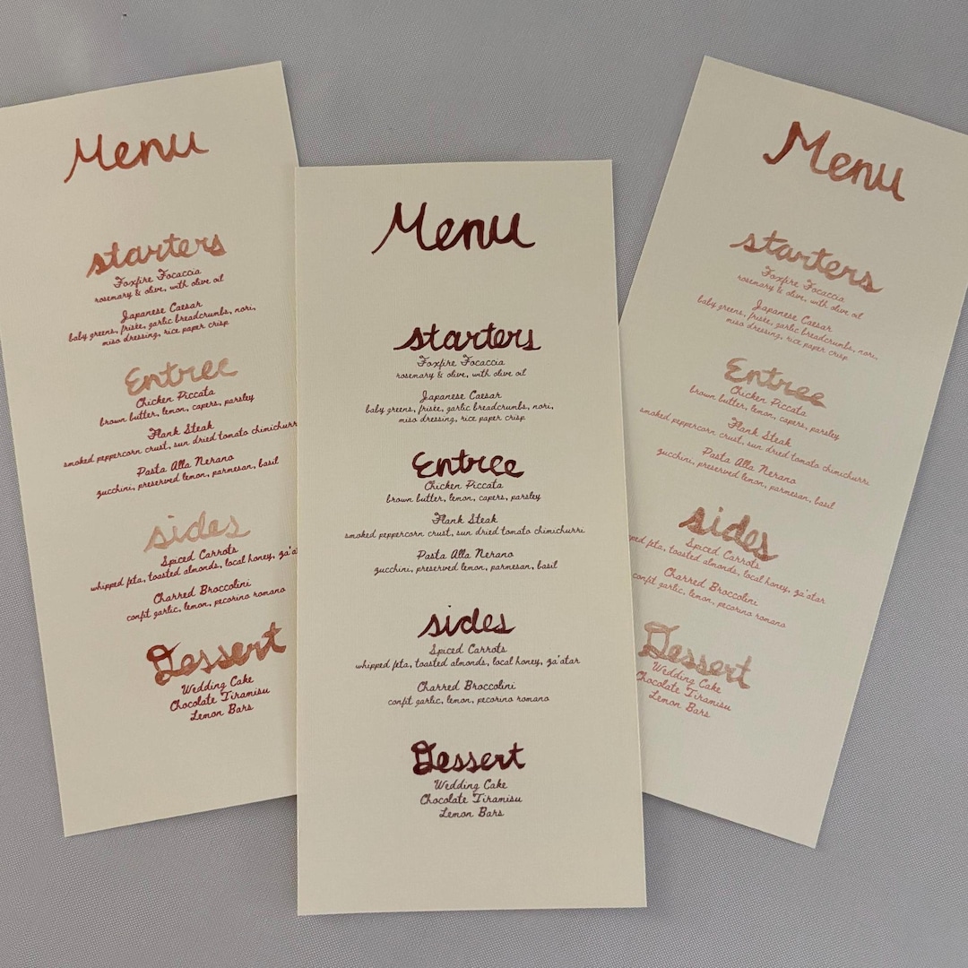 Section Hand Menu Hand Painted Watercolor Wedding Menus – Custom Event Place Settings - Etsy