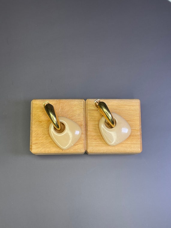 Vintage Trifari Hinge Back Resin Earrings - image 1