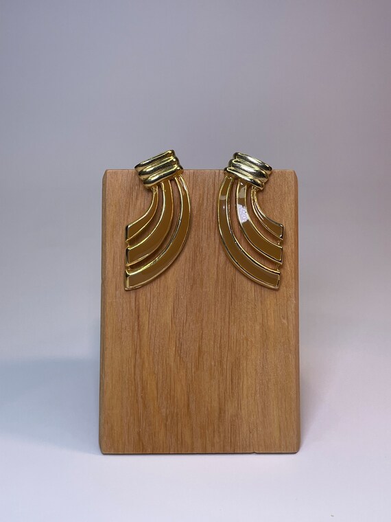 Vintage Gold-tone and Enamel Earrings - image 1