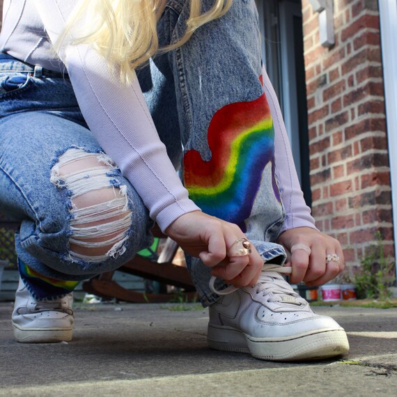 Ripped jeans rainbow best sale