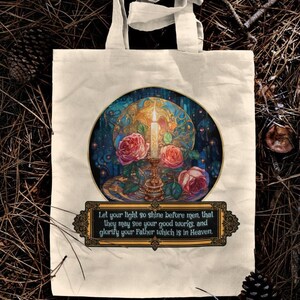 Cotton Canvas Tote Bag, Christian Tote Bag, Inspirational Tote Bag, Bible Quote Tote Bag, Faith Tote Bag, Christian Gift, Ministry Gift