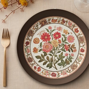 Decorative Serving Plate Botanical Design Modern Aesthetic Dining Dish Microwave Safe Dishwasher Compatible Oven Family Unbreakable