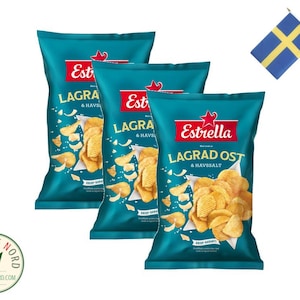 3x Estrella Aged Cheese and Sea Salt Chips 275g - Estrella Lagrad Ost & Havssalt Chips 275g x3 - Swedish Quality Chips