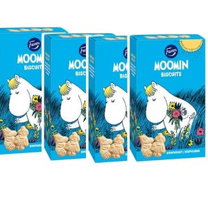 4x Fazer Moomin Biscuits 175g, mumintrollen, chocolate cookies, crackers, fika