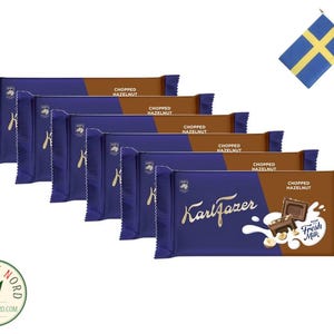 FAZER Karl Fazer Hackad Hasselnöt Chokladkaka 6x 145g - Finnish Milk Chocolate with Hazelnuts