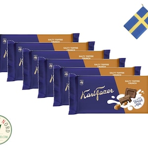 6x Karl Fazer Salty Toffee Crunch Chokladkaka - 145g, Swedish Chocolate Delight
