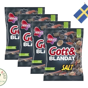 4x MALACO Gott & Blandat Salt 210g - Vegan Swedish Salt Licorice Candy